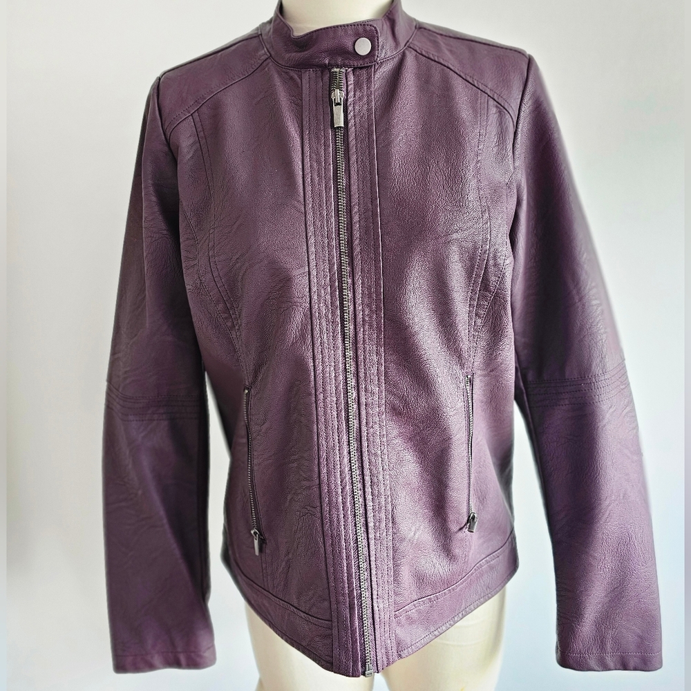 Women's Purple Faux Leather Jacket
